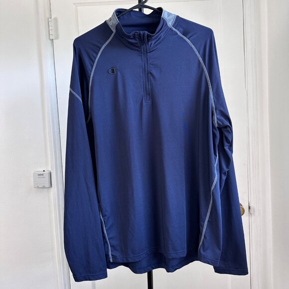 Champion Other - Champion Men's Navy Blue 3/4 Zip Athletic Top Long Sleeve, Size L